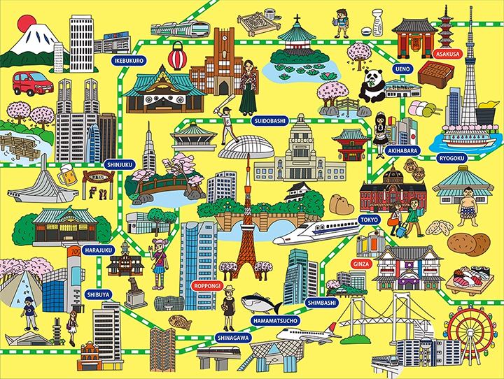 東京・浅草観光マップ おしゃれなペン画風イラストマップ制作例 M46イラスト工房