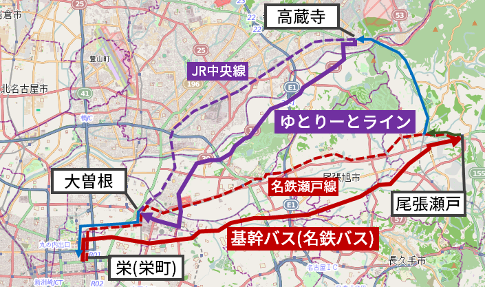 名古屋ガイドウェイバス路線・運営方式 | まるはち交通