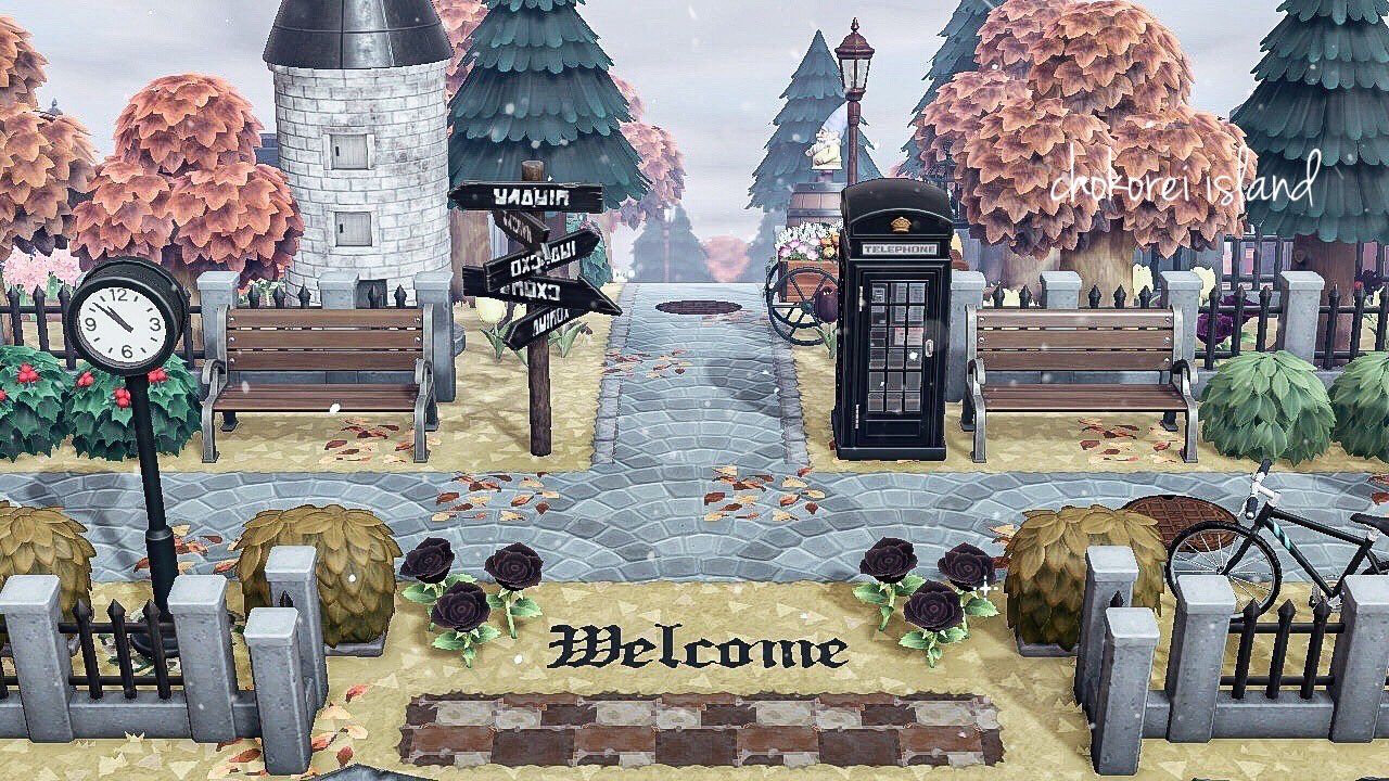 あつ森 島のエントランスと洋風住宅街 島開発進捗島紹介- メレンゲのぬくもり