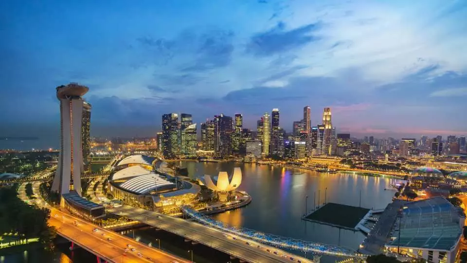 📸 シンガポールフライヤーからの夕焼け。F1シンガポールグランプリはシンガポールフライヤー乗り放題 チケット種類による