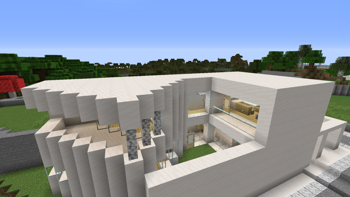 Minecraft 木の豪邸を作る③ 完成・庭編 コンパクトな街をつくるよ28- Minecraft街発展にっき