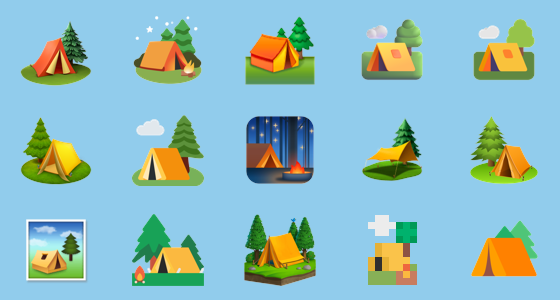 自然の中でキャンプをしている。さまざまな種類のテントを持つ野生の野外キャンプでのさまざまな活動を示す絵文字のアイコンセット。」のベクター画像素材 ロイヤリティフリー579173017Shutterstock
