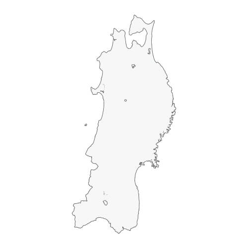 東北地方無料フリーイラスト英語・都道府県名あり・都道府県線あり 赤