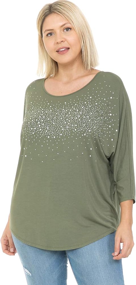 LEEBE Plus Size Crochet Neck